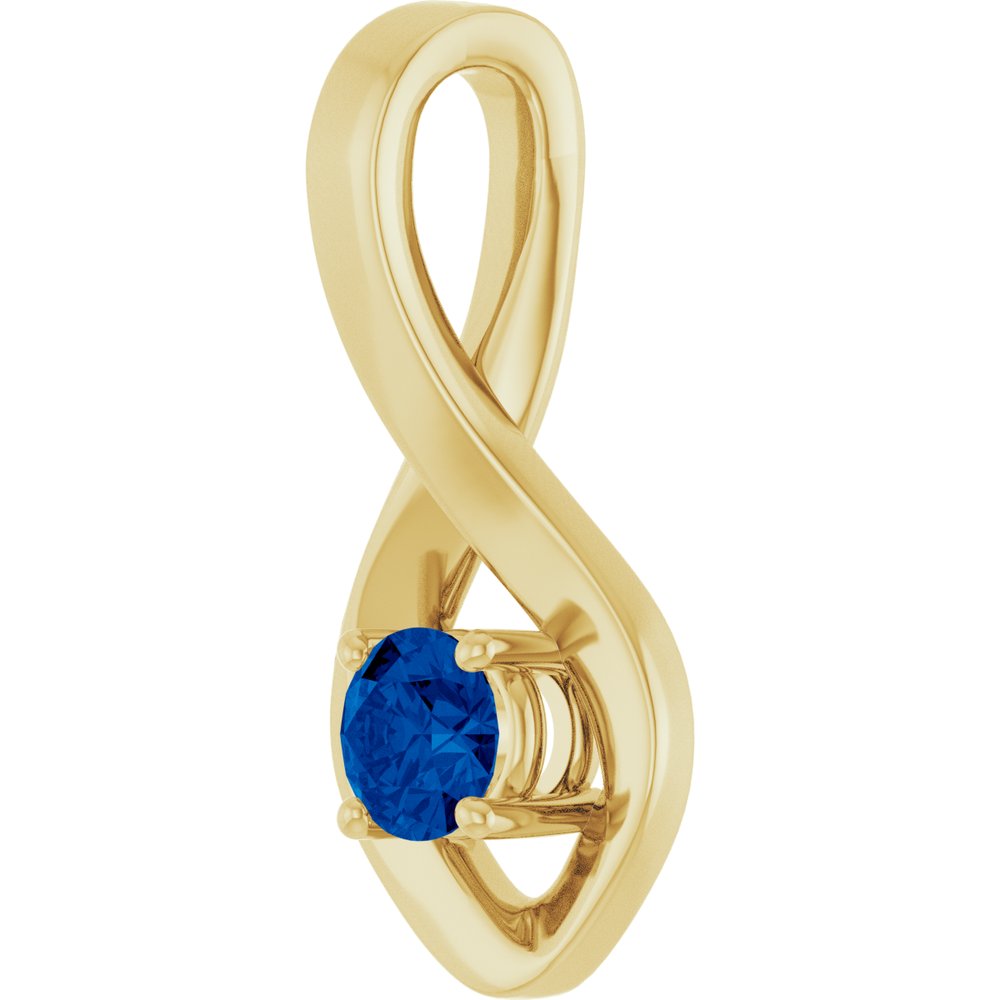 14K Yellow 4 mm Round Natural Blue Sapphire Pendant