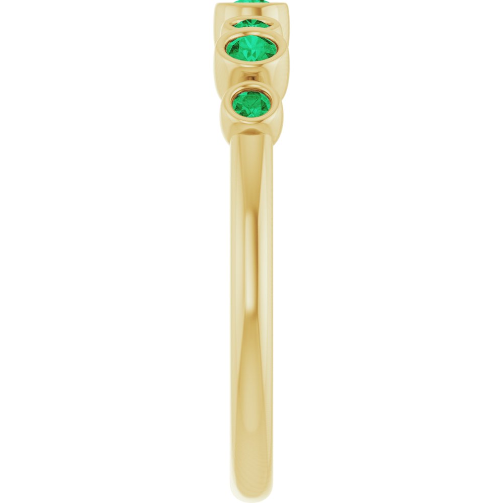 14K Yellow Gold Lab-Grown Emerald Bezel-Set Ring