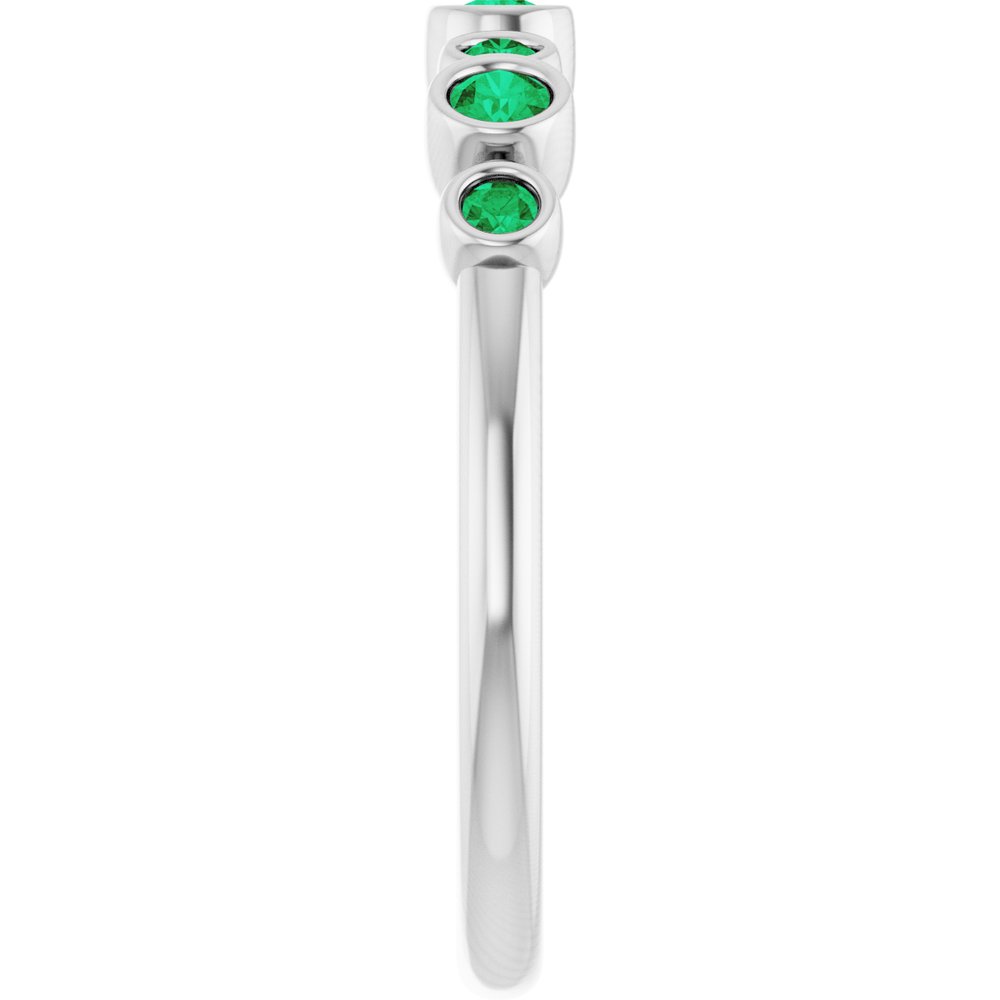 14K White Gold Lab-Grown Emerald Bezel-Set Ring