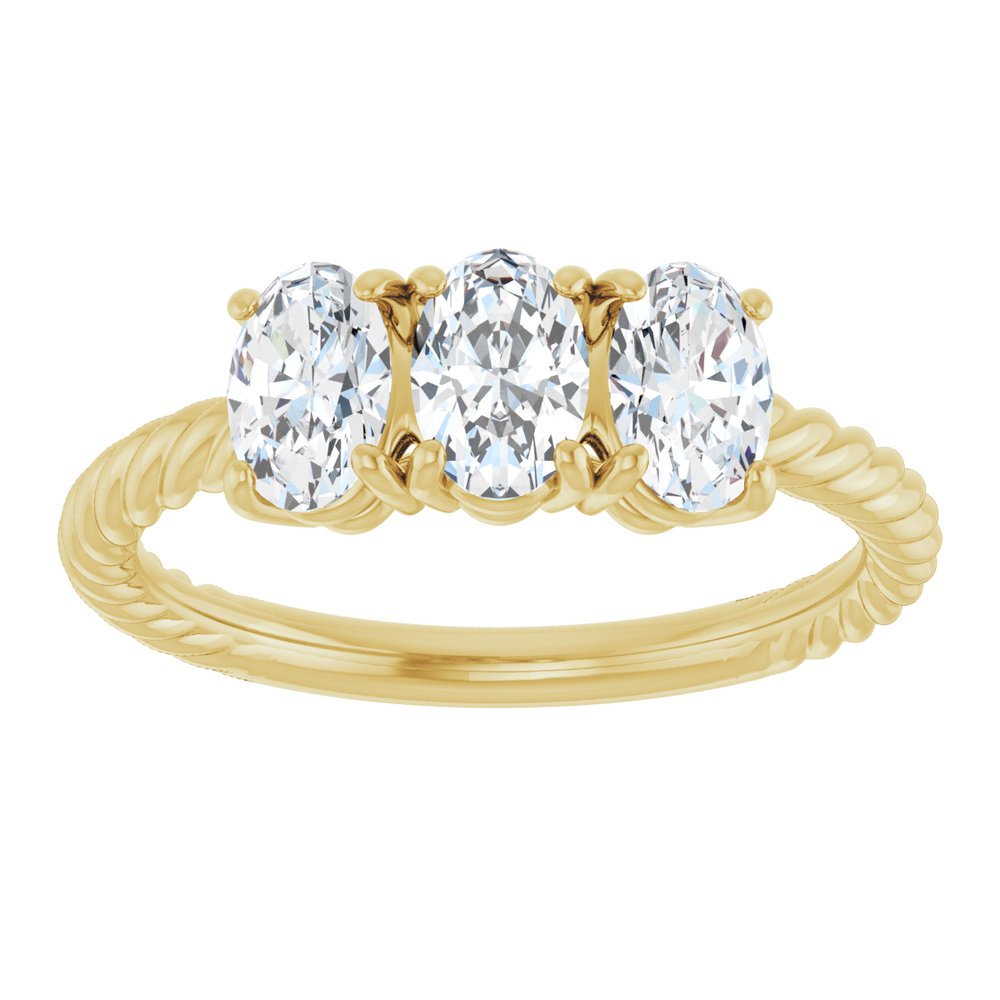 14K Yellow Gold 1 1/5 CTW Lab-Grown Diamond Three-Stone Ring