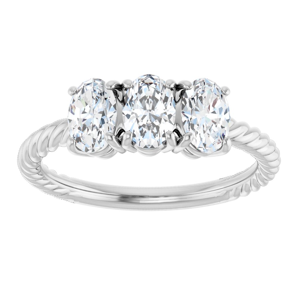 14K White 1 1/5 CTW Lab-Grown Diamond Three-Stone Ring