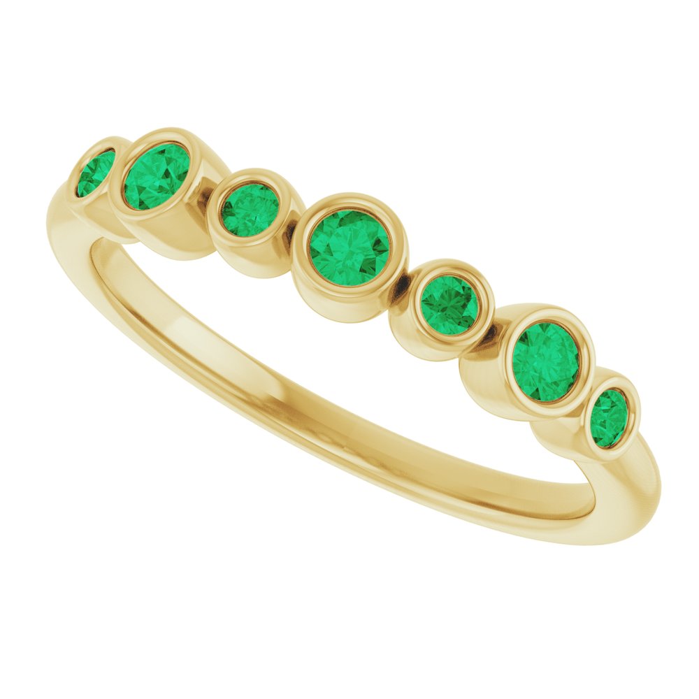 14K Yellow Gold Lab-Grown Emerald Bezel-Set Ring