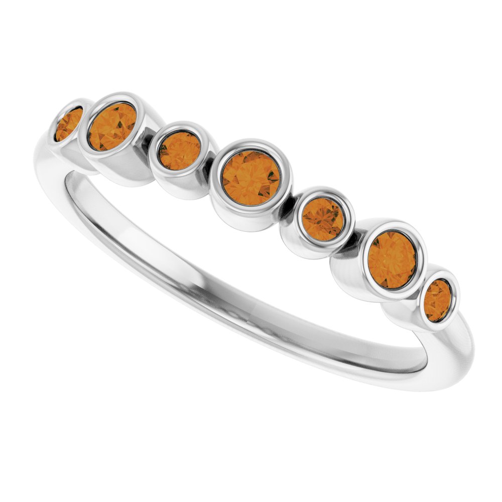 14K White Gold Natural Citrine Bezel-Set Ring