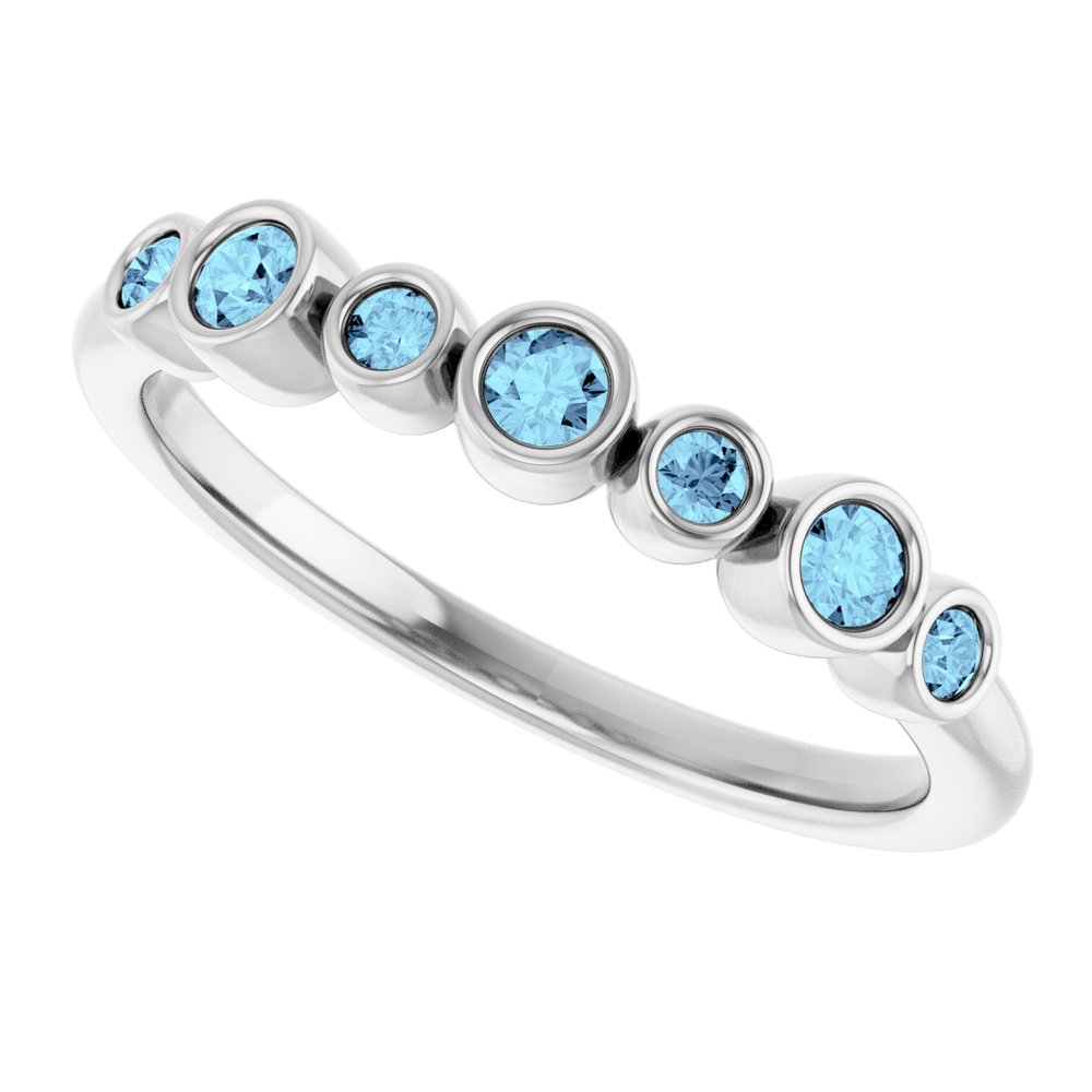 14K White Gold Natural Aquamarine Bezel-Set Ring