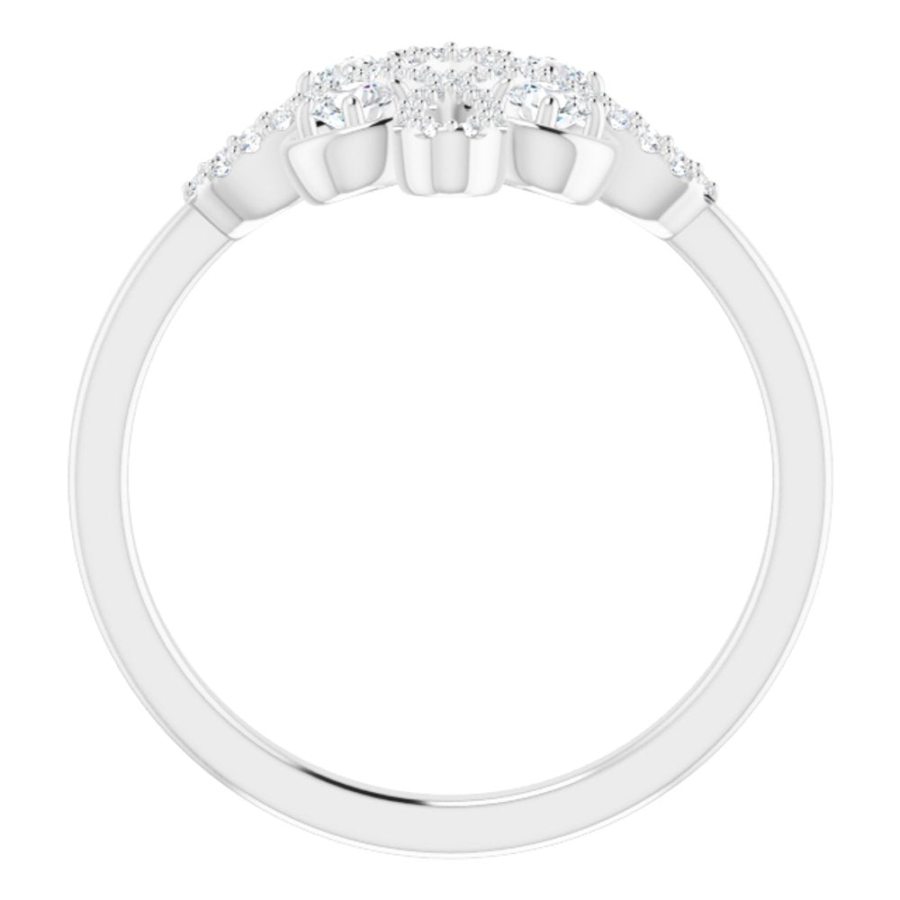 14K White Gold 1/3 CTW Natural Diamond Clover Ring