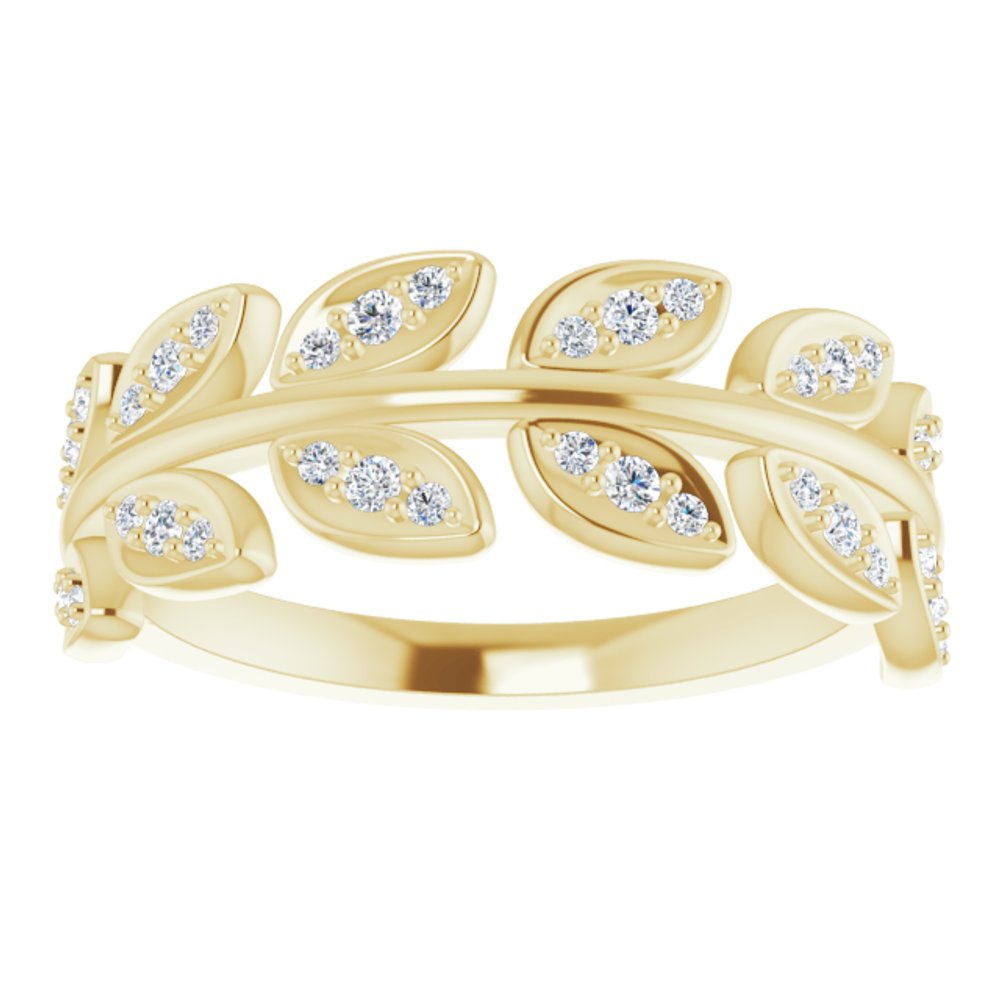 14K Yellow Gold 1/5 CTW Natural Diamond Leaf Ring