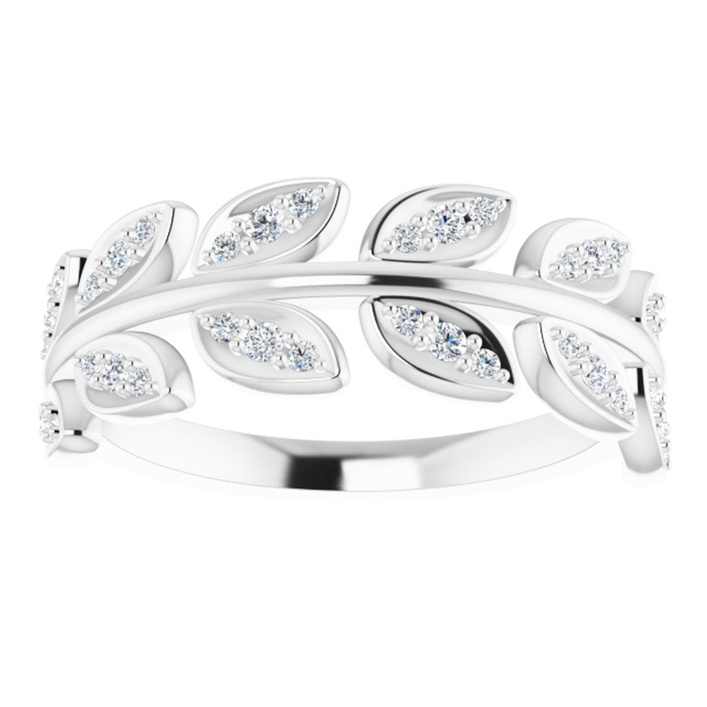 14K White Gold 1/5 CTW Natural Diamond Leaf Ring