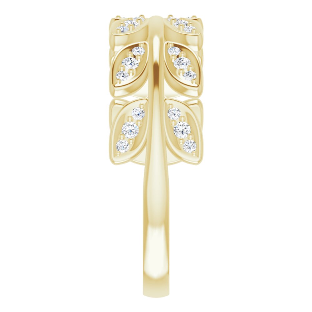 14K Yellow Gold 1/5 CTW Natural Diamond Leaf Ring