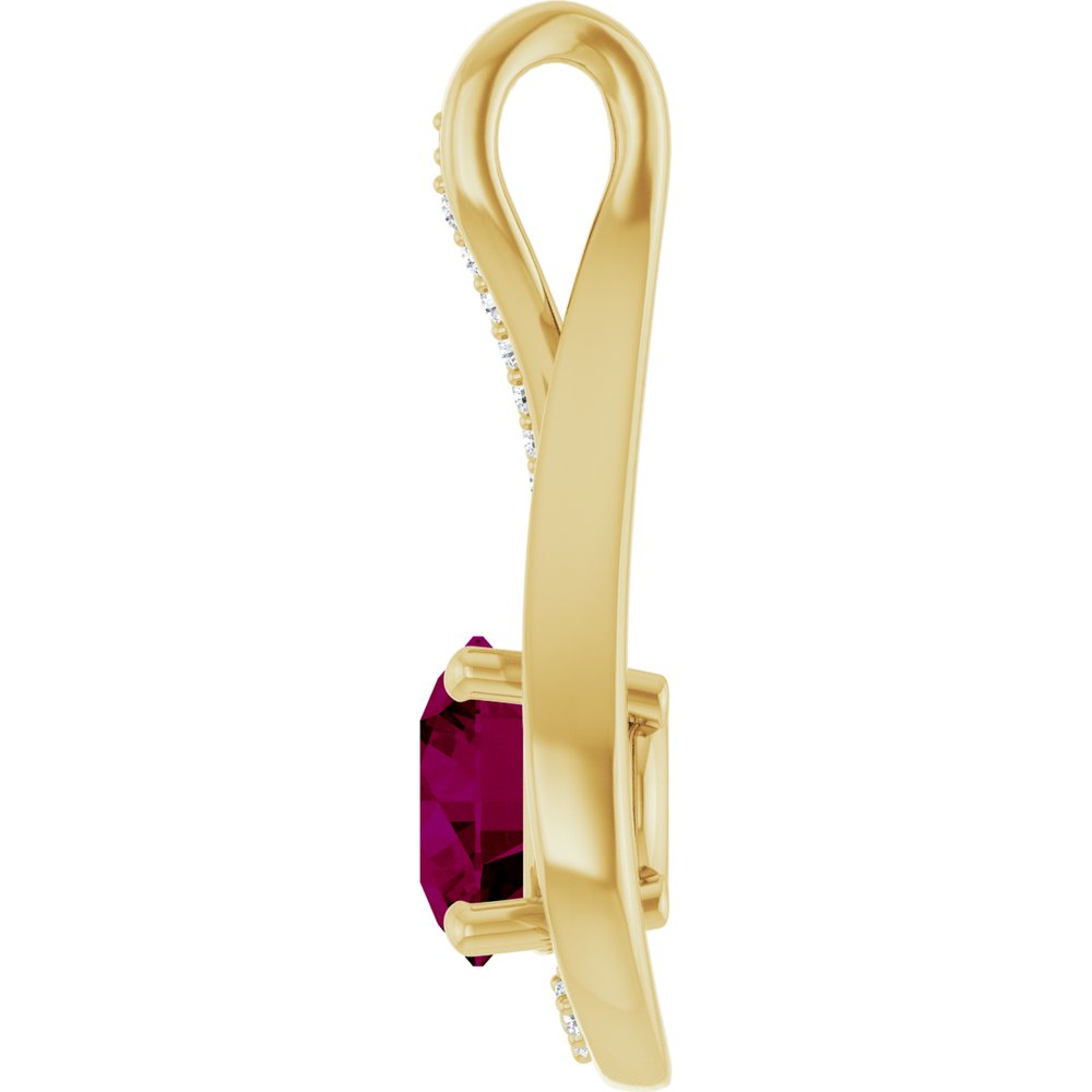 14K Yellow Gold 6 mm Natural Rhodolite Garnet & .04 CTW Natural Diamond Pendant