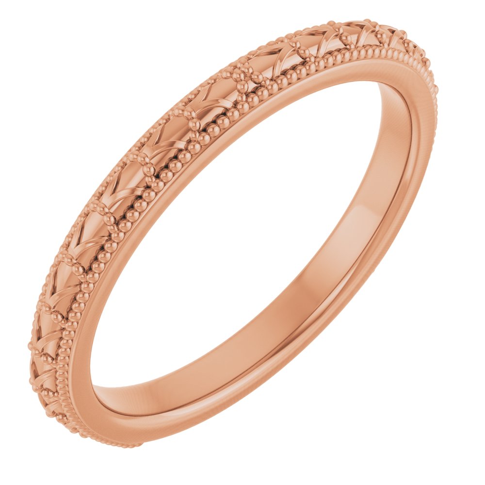14K Rose Gold 2.5 mm Milgrain Sculptural Comfort-Fit Band