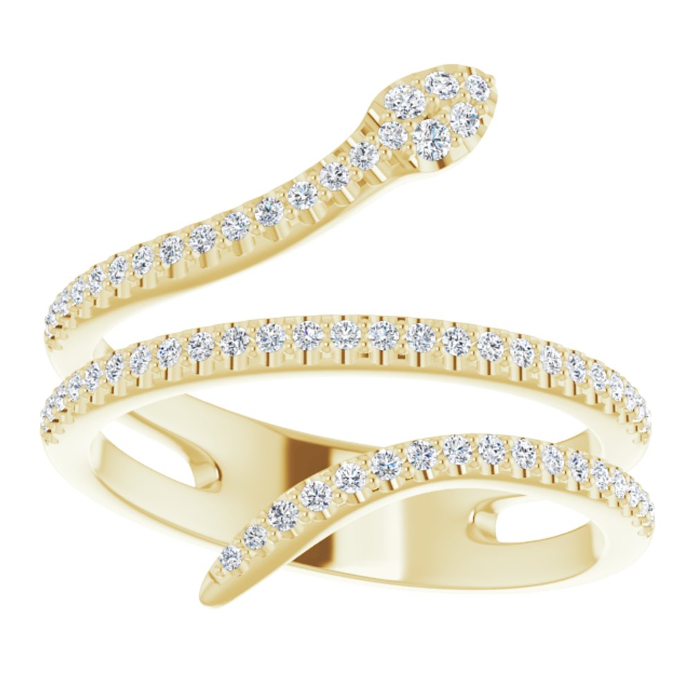 14K Yellow Gold 1/3 CTW Natural Diamond Snake Ring