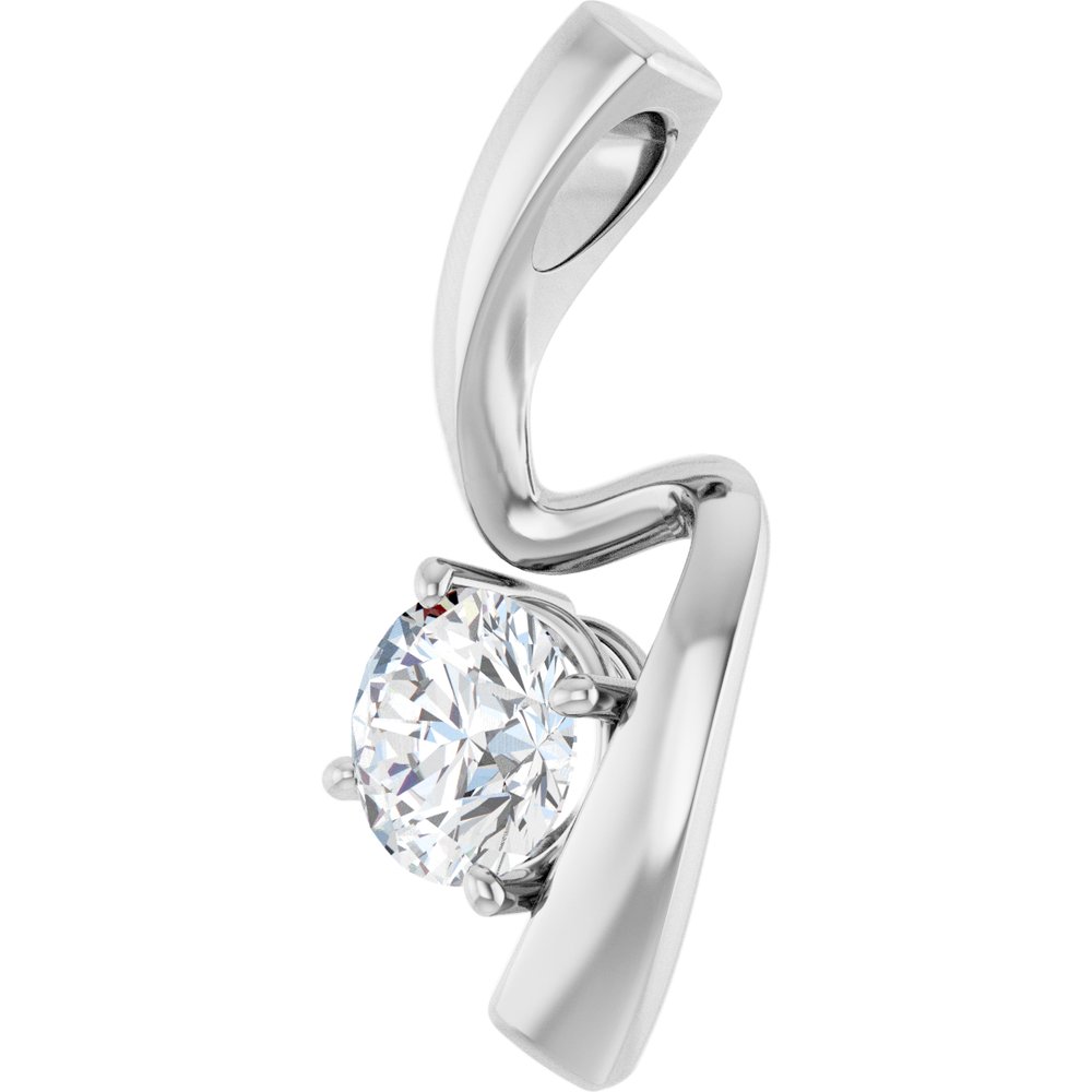14K White Gold 3/4 CT Lab-Grown Diamond Pendant