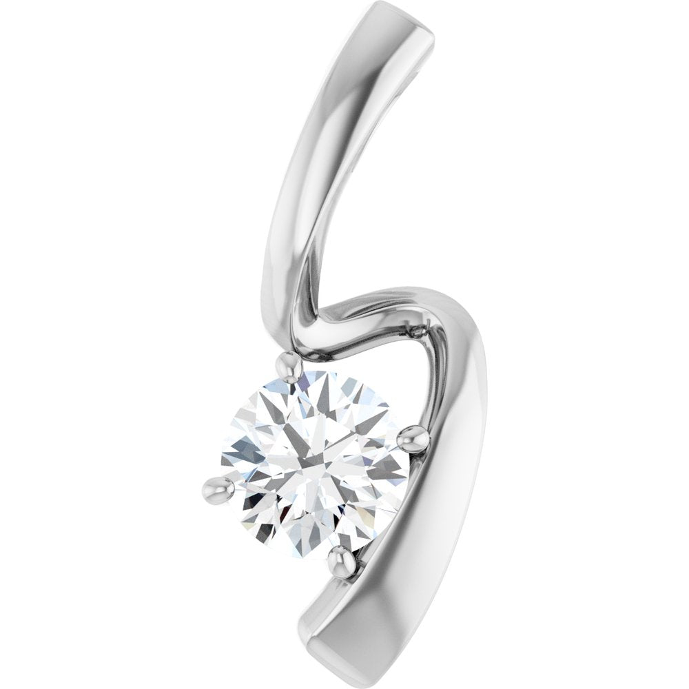 14K White Gold 3/4 CT Lab-Grown Diamond Pendant