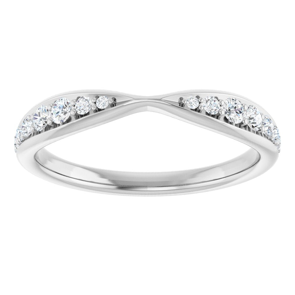 14K White Gold 1/5 CTW Natural Diamond Pinched Contour Band