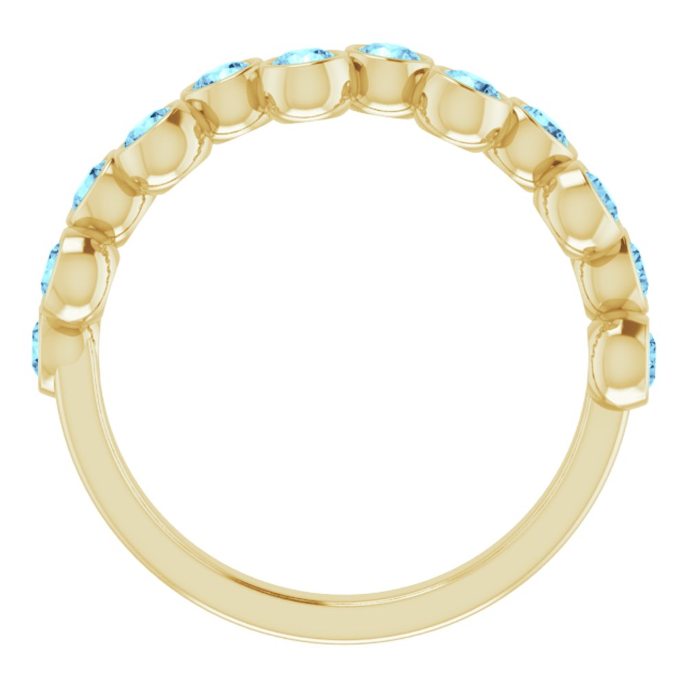 14K Yellow Gold Natural Aquamarine Bezel-Set Ring