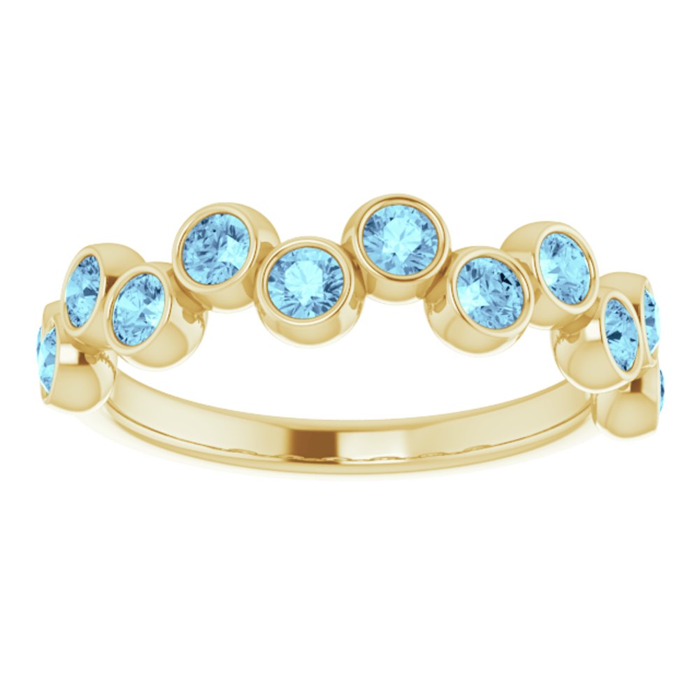 14K Yellow Gold Natural Aquamarine Bezel-Set Ring