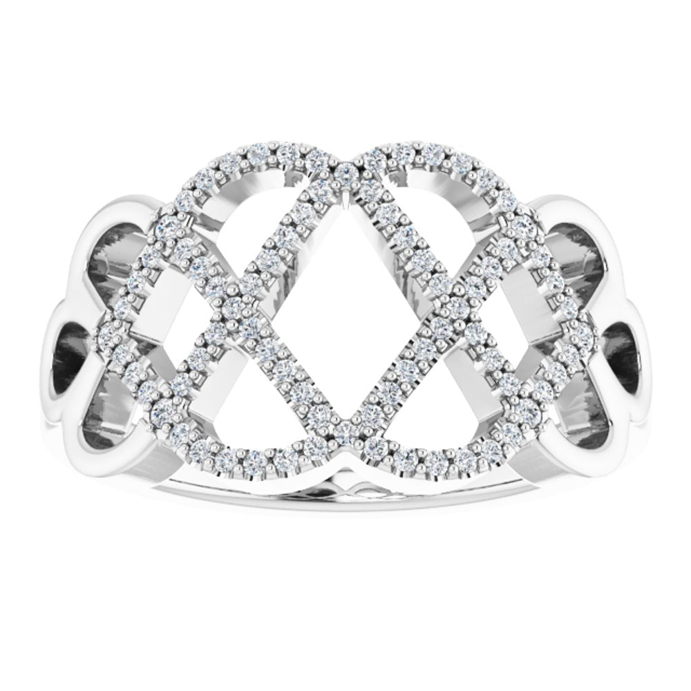 14K White Gold 1/5 CTW Diamond Woven Ring