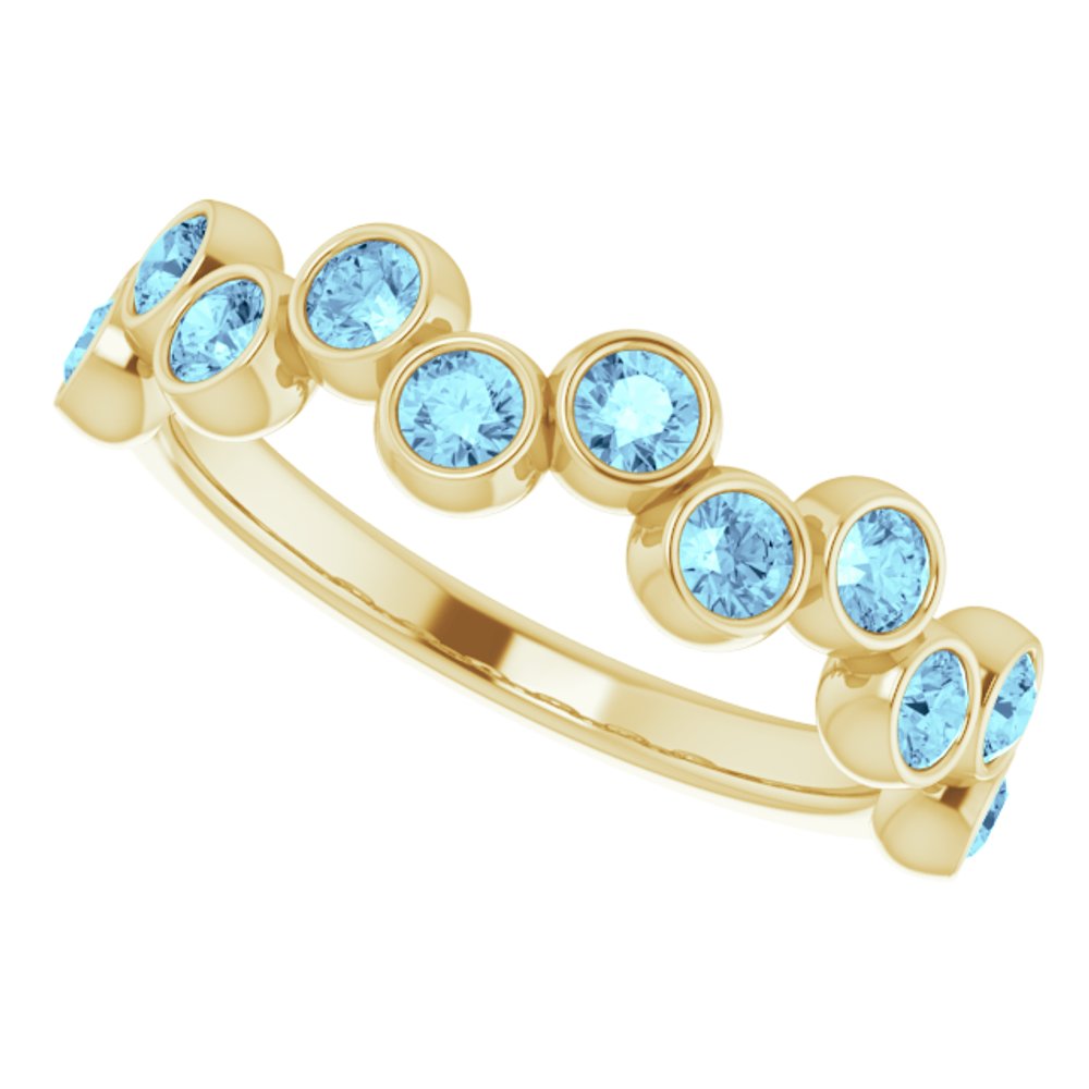 14K Yellow Gold Natural Aquamarine Bezel-Set Ring