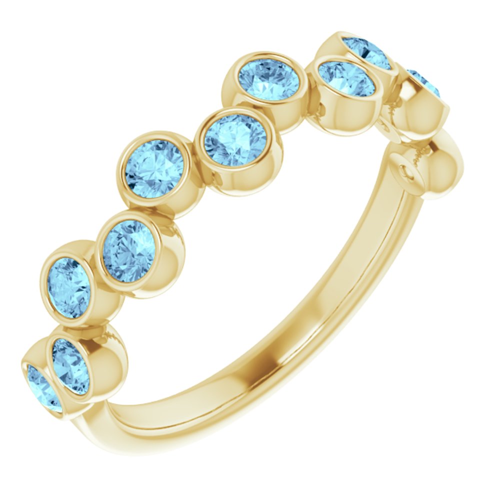 14K Yellow Gold Natural Aquamarine Bezel-Set Ring