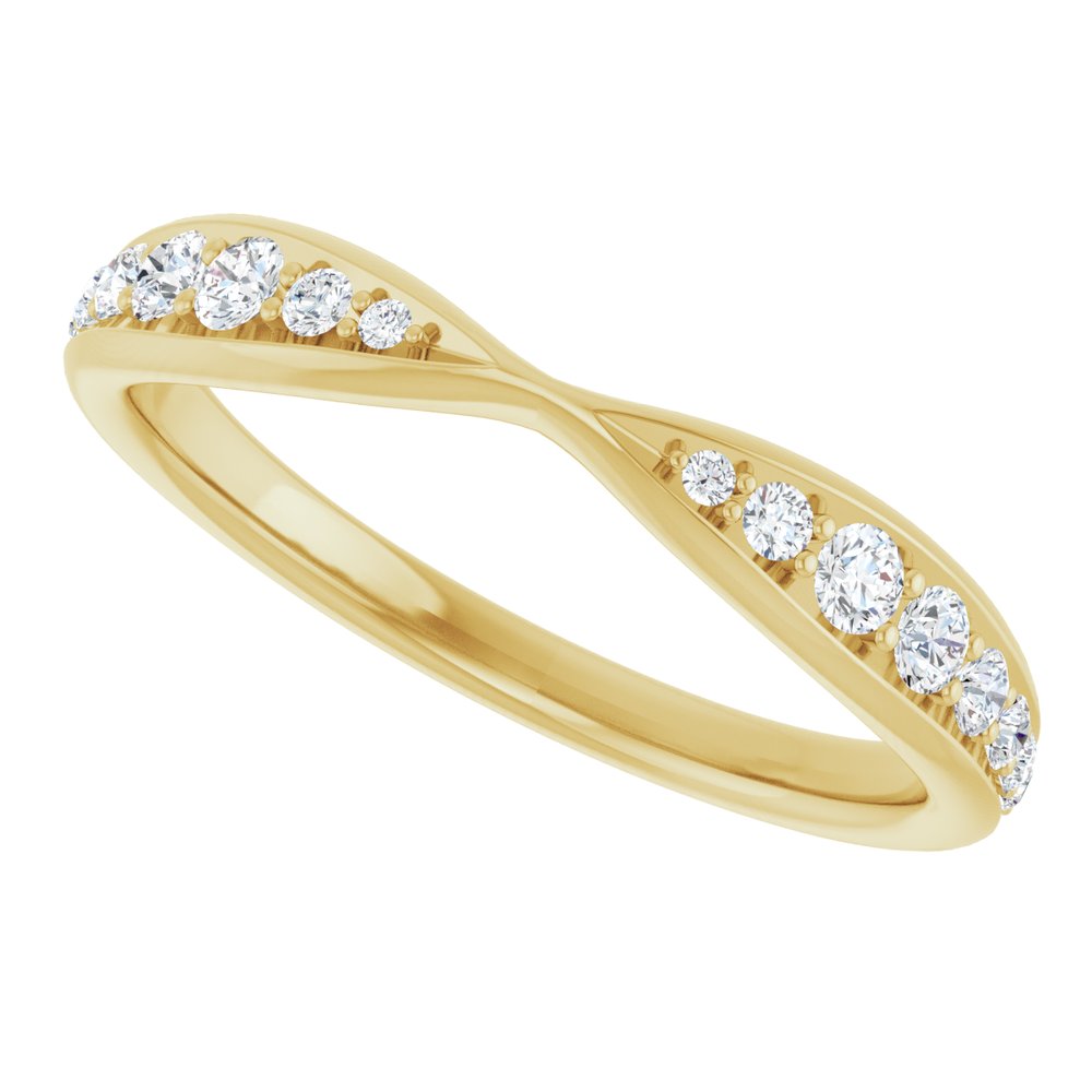 14K Yellow Gold 1/5 CTW Lab-Grown Diamond Pinched Contour Band