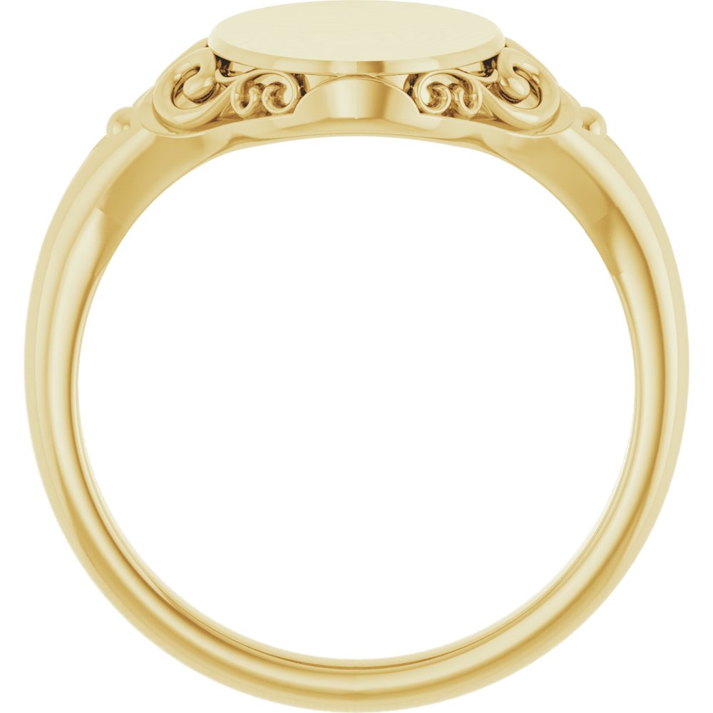 14K Yellow Gold Oval Signet Ring