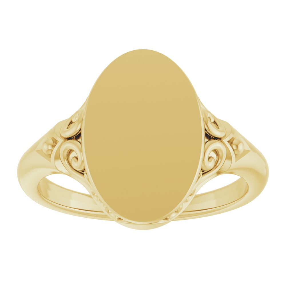 14K Yellow Gold Oval Signet Ring