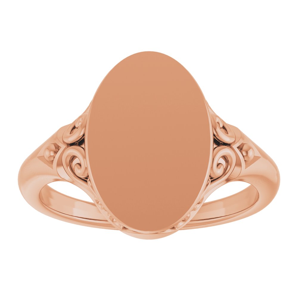 14K Rose Oval Signet Ring