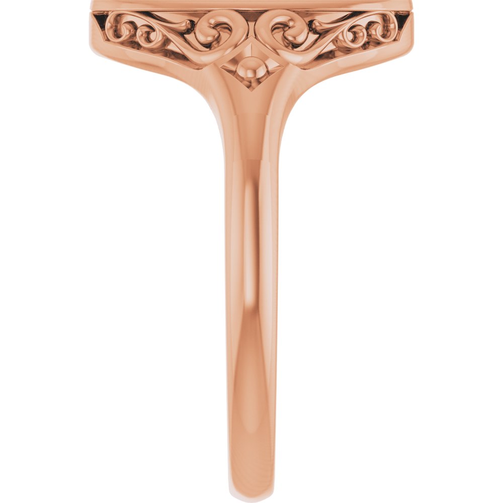 14K Rose Oval Signet Ring