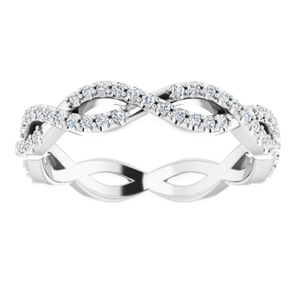 14K White 1/3 CTW Natural Diamond Infinity-Inspired Eternity Band