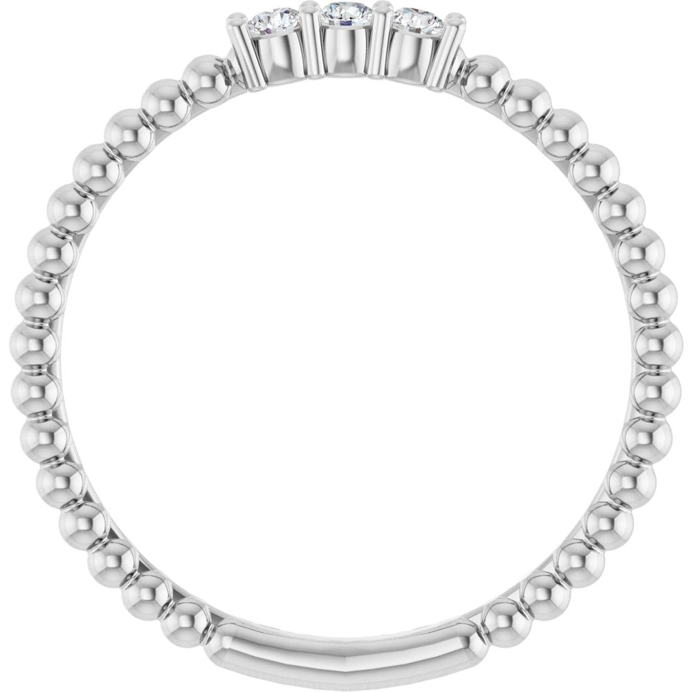 14K White Gold 1/10 CTW Natural Diamond Beaded Ring