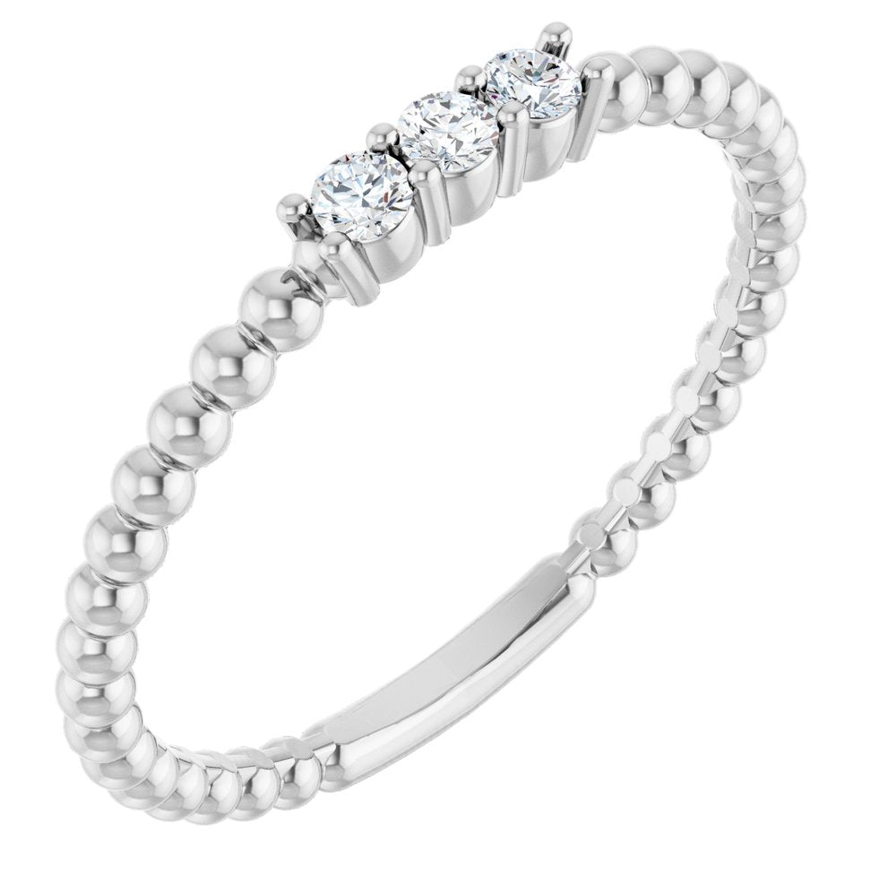 14K White Gold 1/10 CTW Natural Diamond Beaded Ring