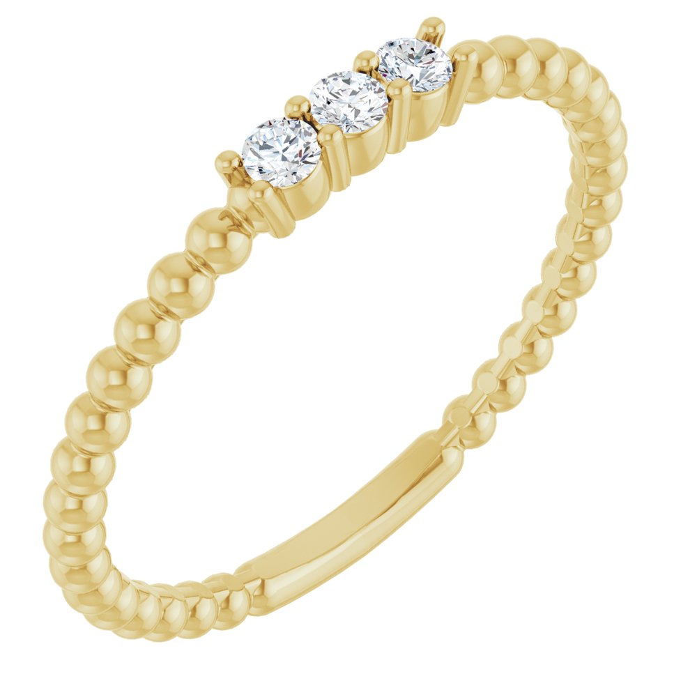 14K Yellow Gold 1/10 CTW Natural Diamond Beaded Ring