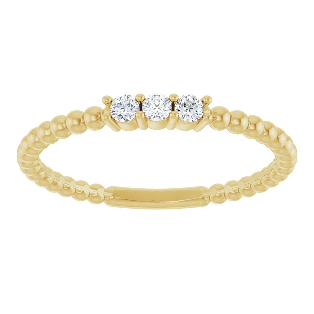 14K Yellow Gold 1/10 CTW Natural Diamond Beaded Ring