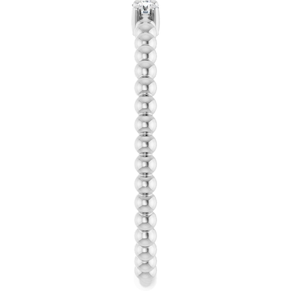 14K White 1/10 CTW Natural Diamond Beaded Ring