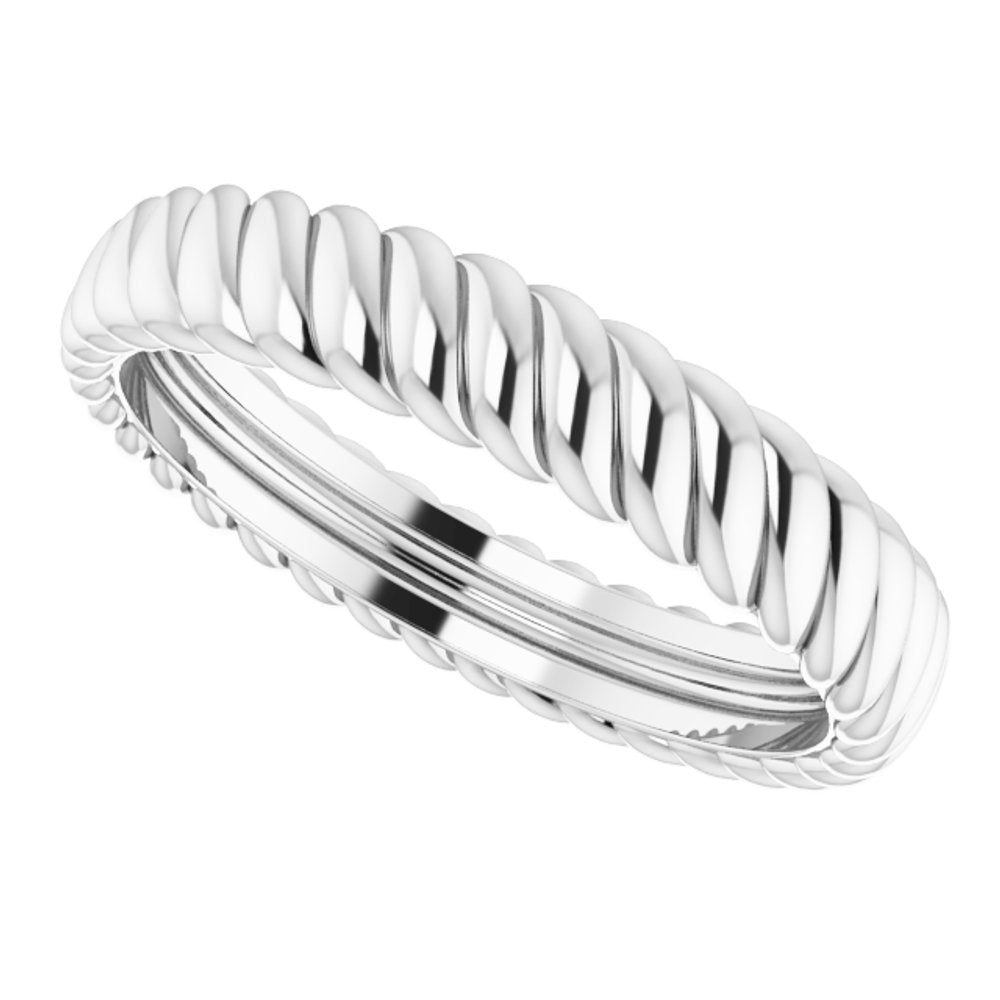 Sterling Silver 3.5 mm Rope Comfort-Fit Band Size 6