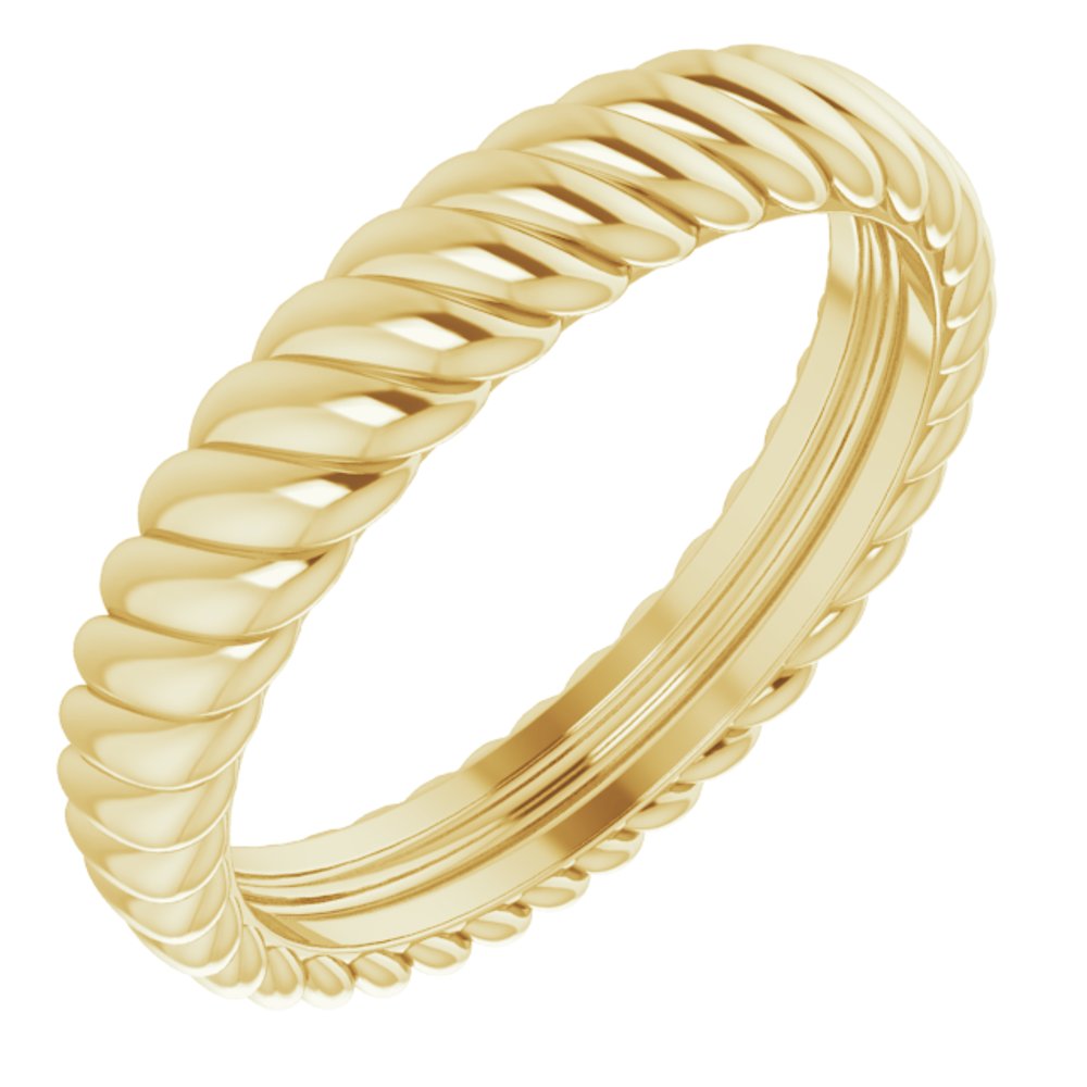 14K Yellow 3.5 mm Rope Comfort-Fit Band Size 5.5