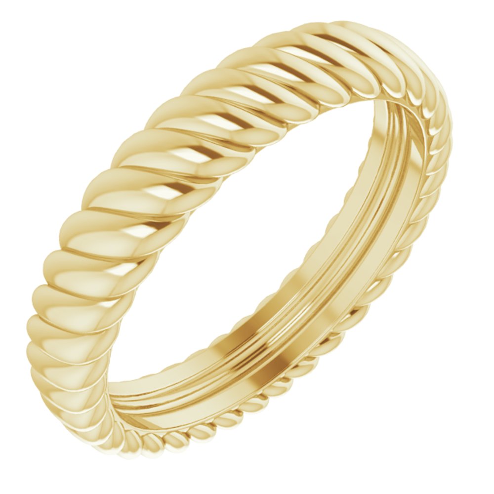 14K Yellow Gold 3.5 mm Rope Comfort-Fit Band Size 4.5