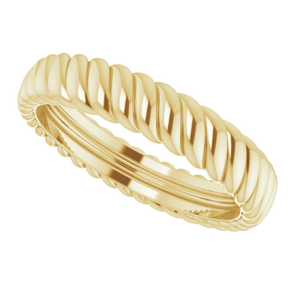 14K Yellow Gold 3.5 mm Rope Comfort-Fit Band Size 4.5