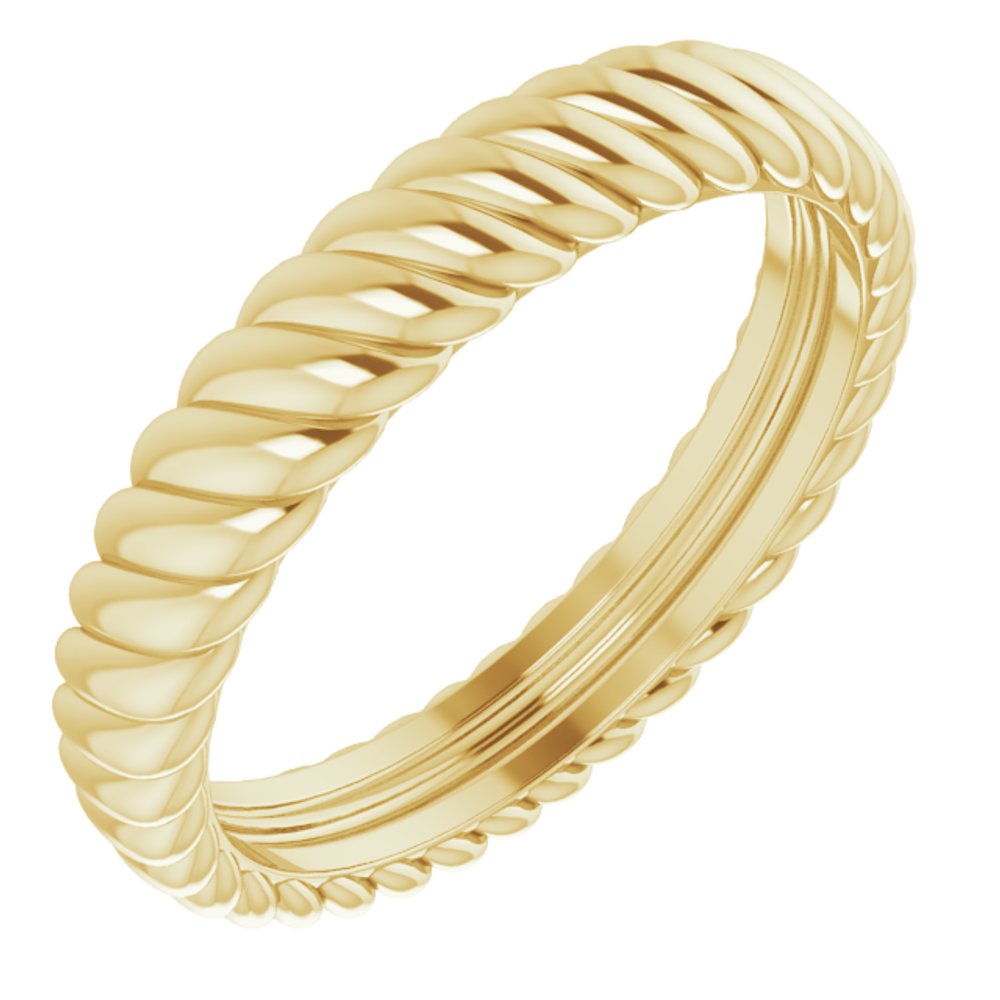 14K Yellow Gold 3.5 mm Rope Comfort-Fit Band Size 6