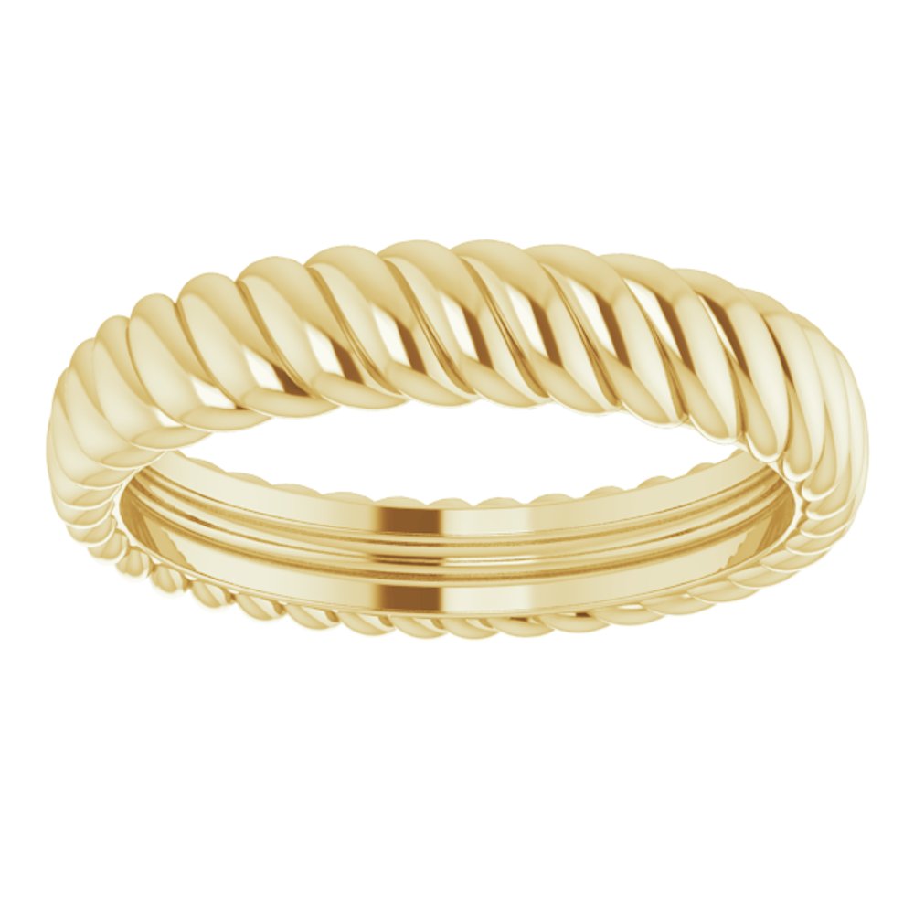 14K Yellow Gold 3.5 mm Rope Comfort-Fit Band Size 4.5