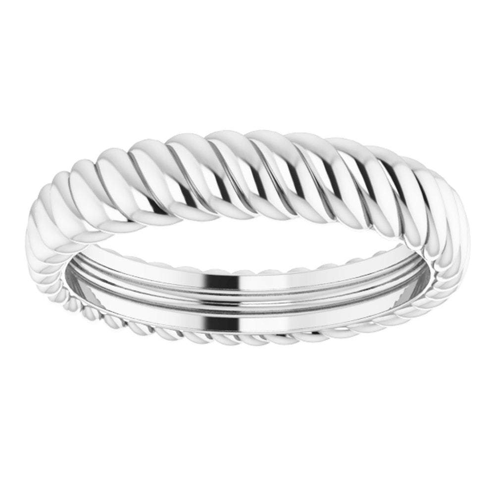 14K White 3.5 mm Rope Comfort-Fit Band