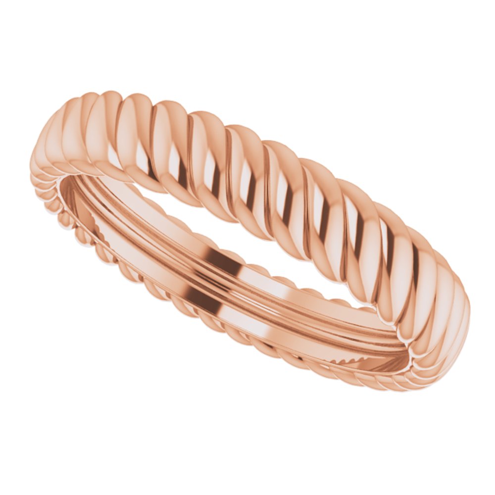 14K Rose 3.5 mm Rope Comfort-Fit Band Size 5.5