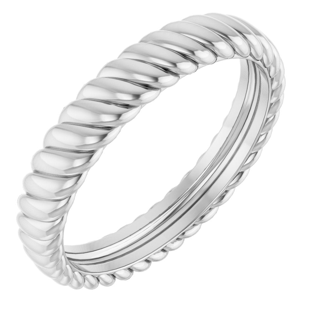 14K White Gold 3.5 mm Rope Comfort-Fit Band Size 7