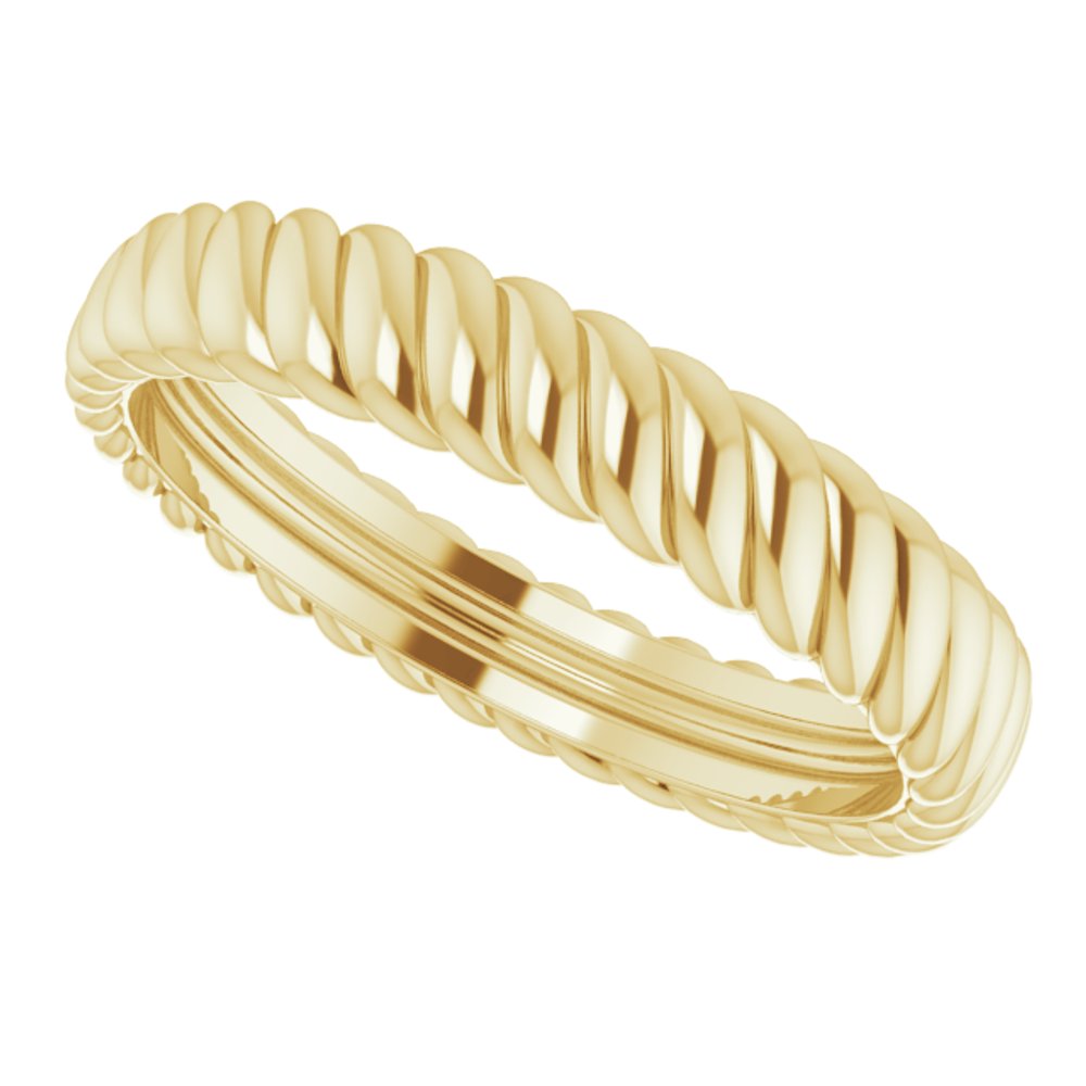 10K Yellow Gold 3.5 mm Rope Comfort-Fit Band Size 6.5