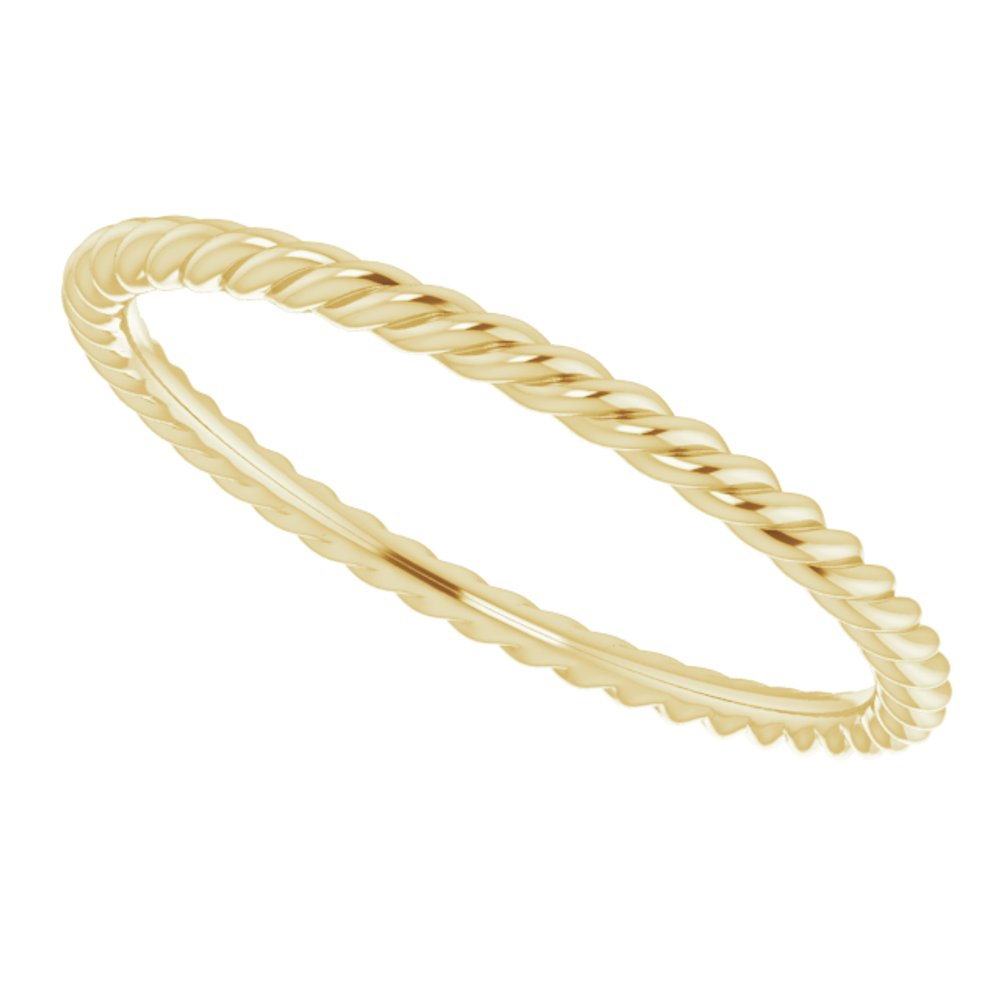 18K Yellow 1.3 mm Skinny Rope Band Size 7.5