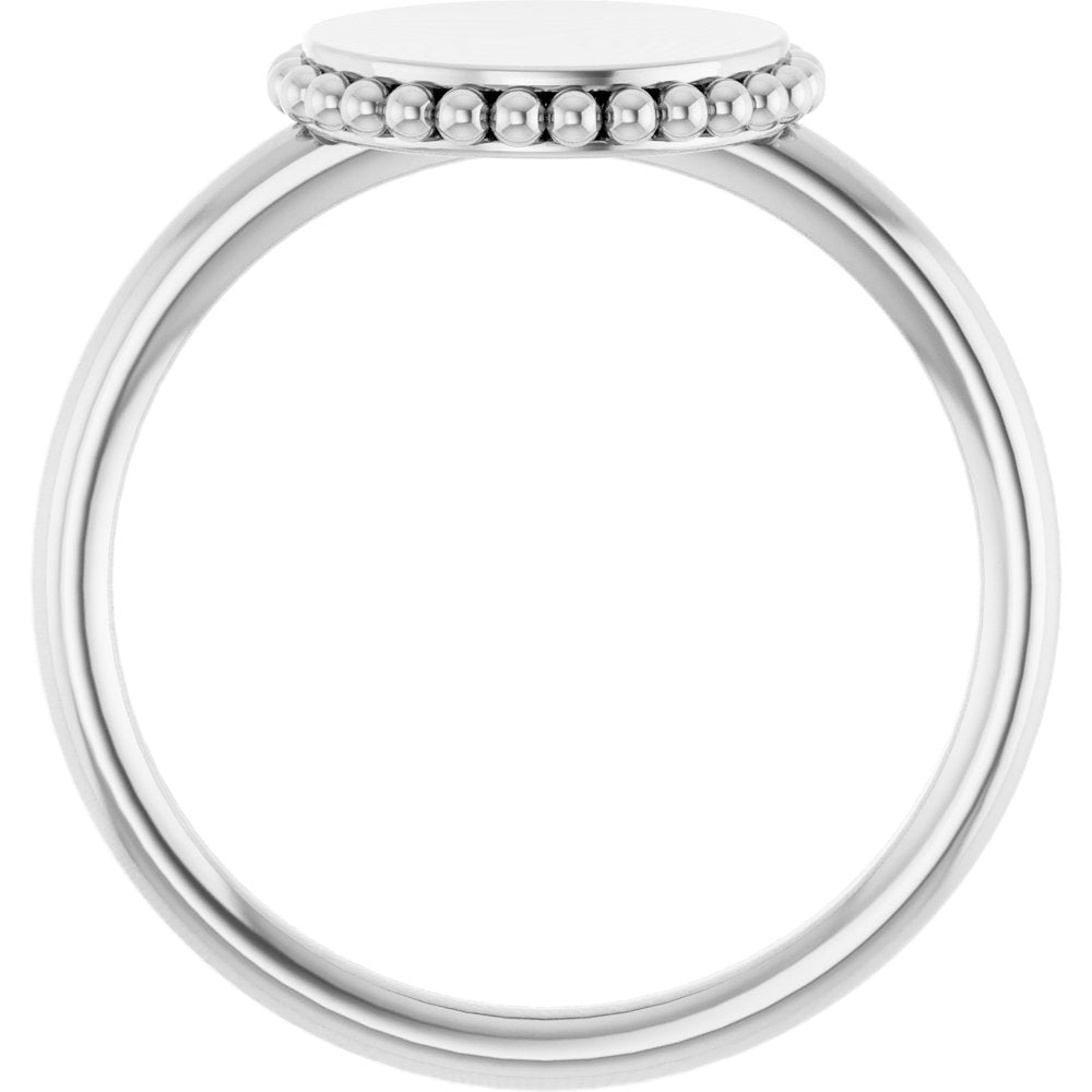 Sterling Silver Engravable Beaded Signet Ring
