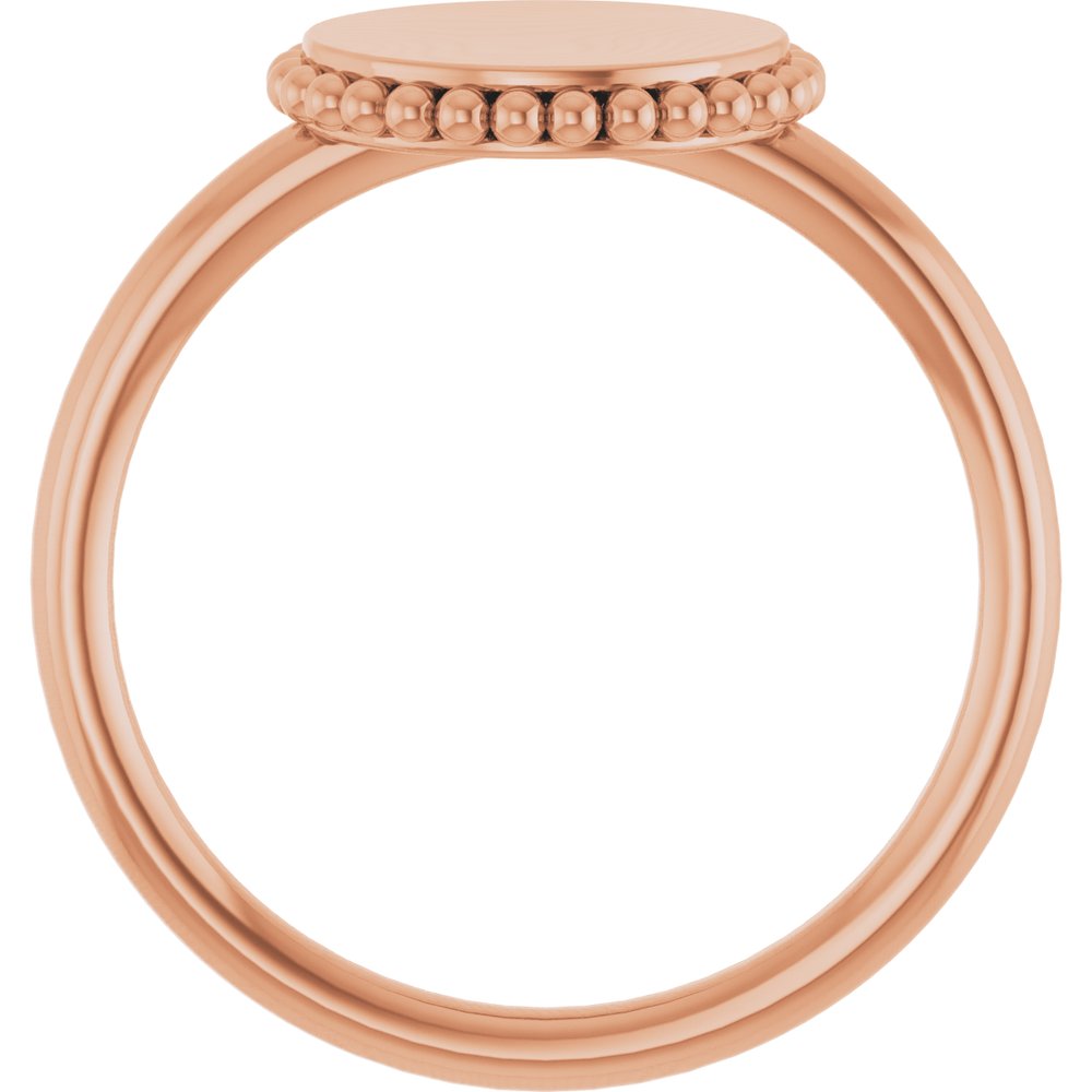 14K Rose Gold Engravable Beaded Signet Ring