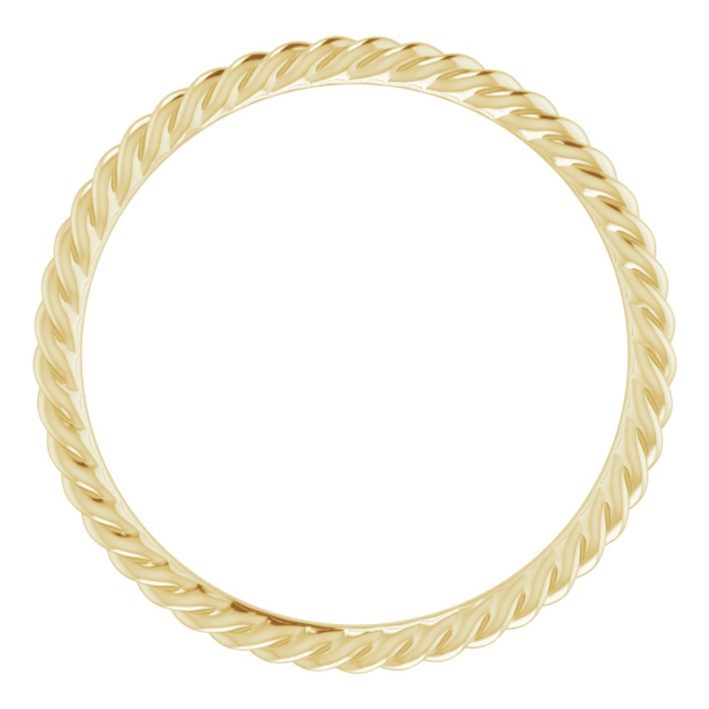 18K Yellow Gold 1.3 mm Skinny Rope Band Size 5.5