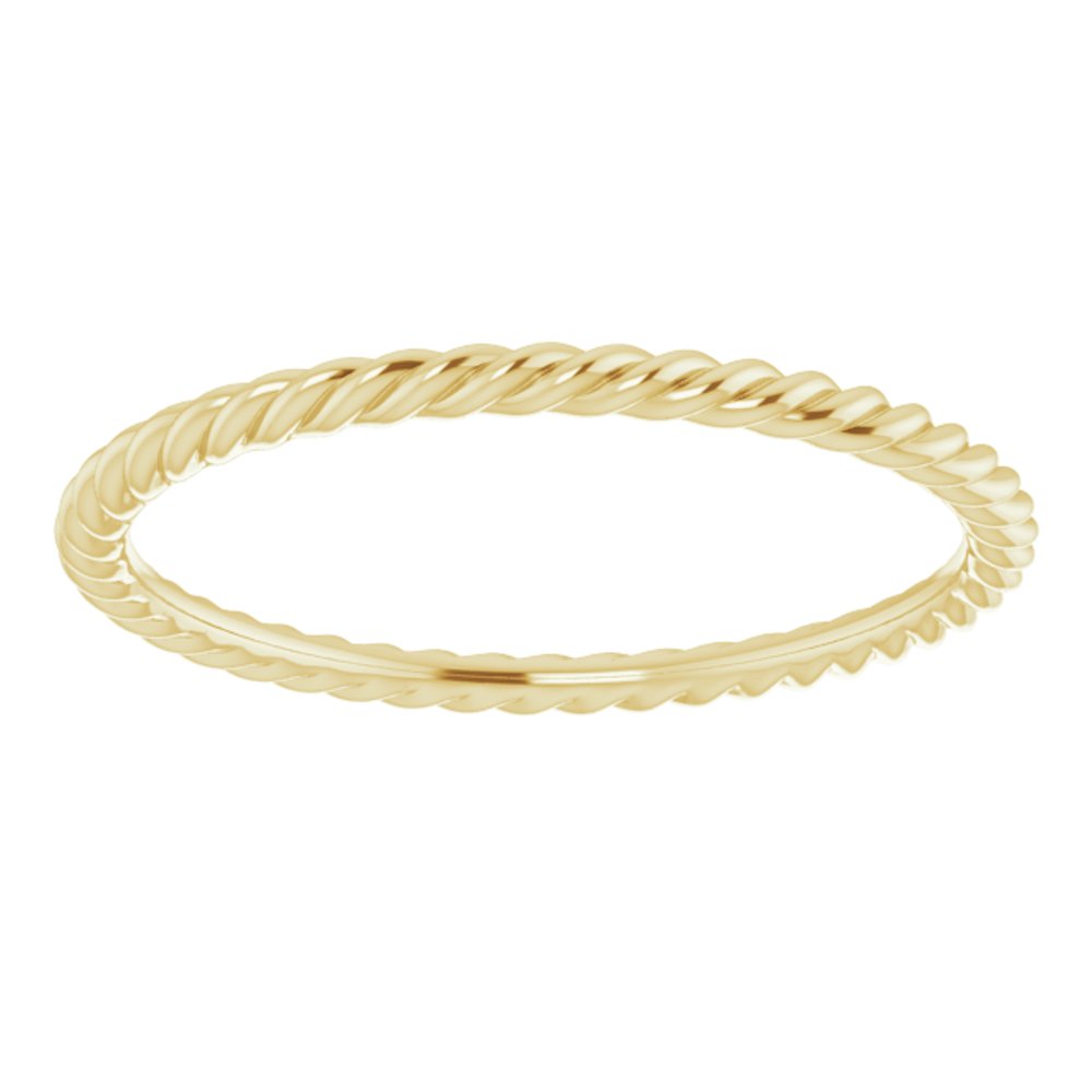18K Yellow Gold 1.3 mm Skinny Rope Band Size 5.5