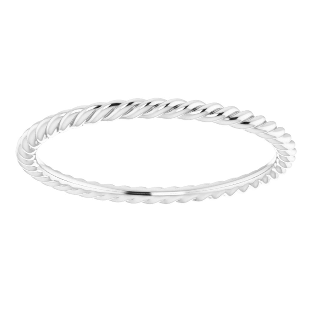 10K White Gold 1.3 mm Skinny Rope Band Size 7